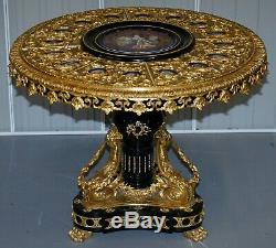 Napoleon III Louis XVI Style Gilt Bronze & Porcelain Plaque Sevres Centre Table