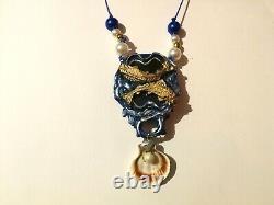 Necklace art deco luxury pendant woman charm fish pearl shell stone piesces sign