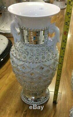 New Italian Style Silver Pearl Design with Mirror Ceramic effect Beautiful vase