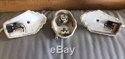 Nice 3 Piece Vintage Porcelain/glass Bathroom Light Fixtures Set -art Deco