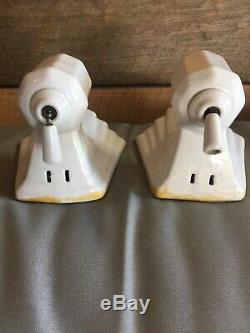 Nice 3 Piece Vintage Porcelain/glass Bathroom Light Fixtures Set -art Deco