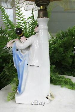 Nice Art Deco Porcelain Lamp Dancing Flapper Lady (couple) With Cape