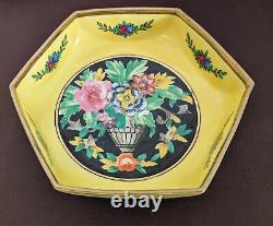 Noritake Hand painted Art Deco Bowl, Antique Noritake Footed Octagon Bowl