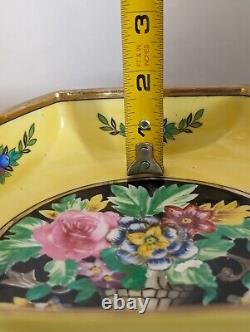 Noritake Hand painted Art Deco Bowl, Antique Noritake Footed Octagon Bowl