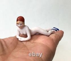 Nude Bathing Beauty Lady Woman Figurine Porcelain Bisque Art Deco VTG Germany