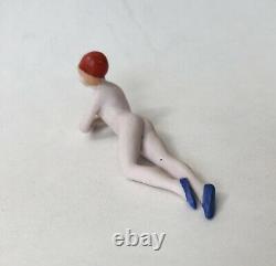 Nude Bathing Beauty Lady Woman Figurine Porcelain Bisque Art Deco VTG Germany