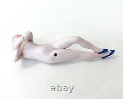 Nude Bathing Beauty Lady Woman Figurine Porcelain Bisque Art Deco VTG Germany