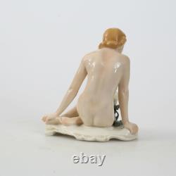 Nude Lady Figurine with Large Water Lily Karl ENS Germany