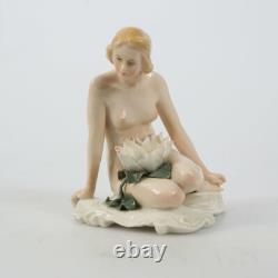 Nude Lady Figurine with Large Water Lily Karl ENS Germany