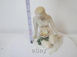 Nude Lady Figurine with Large Water Lily Karl ENS Germany