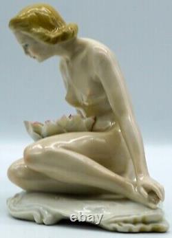 Nude Lady Figurine with Large Water Lily Karl ENS Germany Video