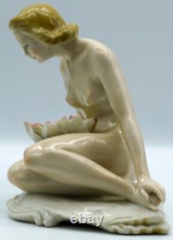 Nude Lady Figurine with Large Water Lily Karl ENS Germany Video