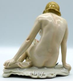 Nude Lady Figurine with Large Water Lily Karl ENS Germany Video