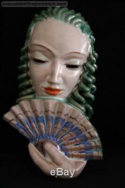 OFFER Superb Art Deco Wallmask Goldscheider Ceramics Wien Austria Facemask