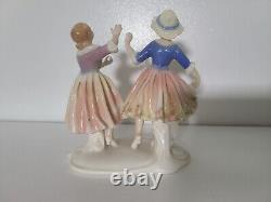 Old Art Deco German Porclain Double Lady Figurine By Karl Ens Volksstedt Dresden