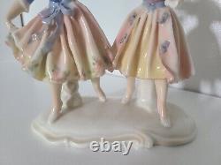 Old Art Deco German Porclain Double Lady Figurine By Karl Ens Volksstedt Dresden