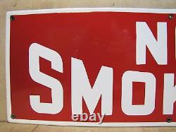 Old Art Deco Porcelain NO SMOKING Sign industrial gas station safety advertising
