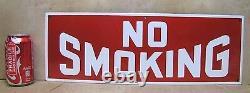 Old Art Deco Porcelain NO SMOKING Sign industrial gas station safety advertising