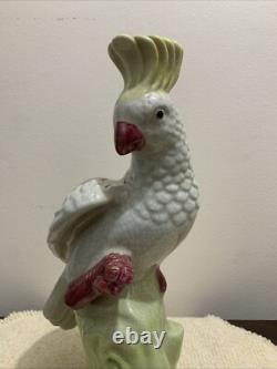 Old Chinese Parrot or Cockatoo very heavy Porcelain beautiful Art Deco Signed