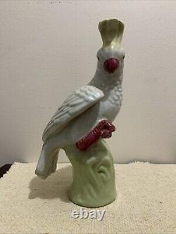 Old Chinese Parrot or Cockatoo very heavy Porcelain beautiful Art Deco Signed