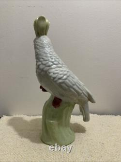 Old Chinese Parrot or Cockatoo very heavy Porcelain beautiful Art Deco Signed