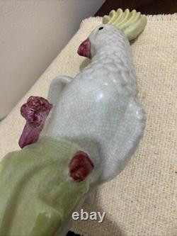 Old Chinese Parrot or Cockatoo very heavy Porcelain beautiful Art Deco Signed
