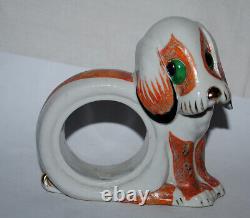 Old German watch case shaped like a cute art deco dog, porcelain