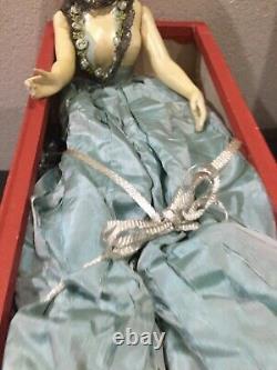 Old art deco half doll in original box