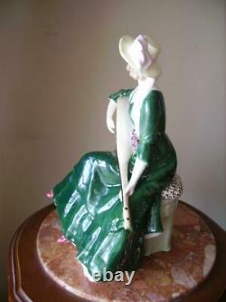 Original Antique Porcelain Figure Girl with a Lute 1910-1912 Marked Vienna