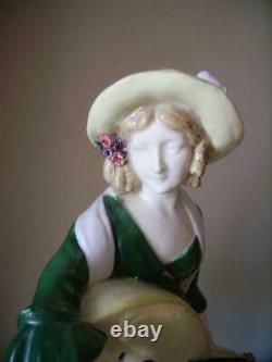 Original Antique Porcelain Figure Girl with a Lute 1910-1912 Marked Vienna