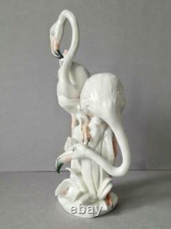 Original Porcelain figurine Karl Ens Volkstedt Germany Pink flamingos 1950-1960
