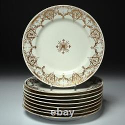 Ovington Bros Austrian Art Deco Gold Gilt Cream Porcelain Dessert Plates 8.75