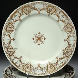 Ovington Bros Austrian Art Deco Gold Gilt Cream Porcelain Dessert Plates 8.75