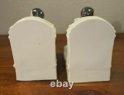 PAIR Antique German Porcelain Pierrot French Art Deco Clown Bookends