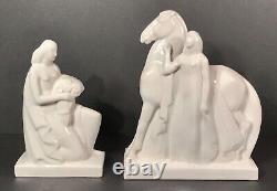 PAIR Lamberton Scamell Geza de Vegh Art Deco Porcelain Figures ca 1930s RARE