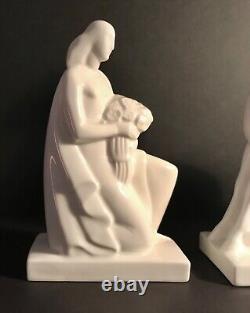 PAIR Lamberton Scamell Geza de Vegh Art Deco Porcelain Figures ca 1930s RARE