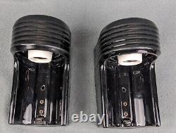 Pair 1930s Art Deco Black Porcelain Sconces, ALABAX by Pass & Seymour, Restored