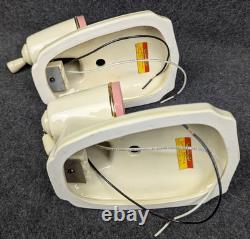 Pair Art Deco-MCM Porcelier Porcelain Sconces, Glass Shades, Very Good, Restored