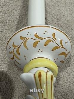 Pair Art Deco Porcelain Ceramic Floral Wall Sconces Working Condition OOAK