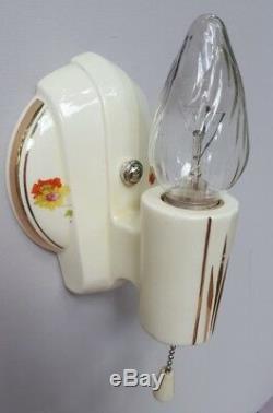 Pair Art Deco Porcelier Porcelain Sconces, Vintage, New Wire, Good Pull Switches