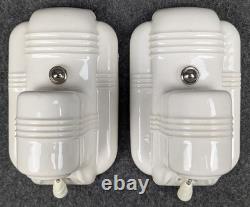 Pair J. I. Paulding White Porcelain Sconces, 1930's-1950's Art Deco/MCM, Restored