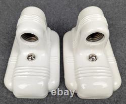 Pair J. I. Paulding White Porcelain Sconces, 1930's-1950's Art Deco/MCM, Restored