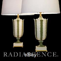 Pair Lenox China Art Deco Hollywood Regency Ceramic Table Lamps Dorothy Draper