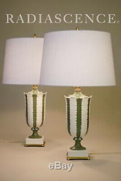 Pair Lenox China Art Deco Hollywood Regency Ceramic Table Lamps Dorothy Draper