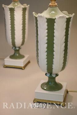 Pair Lenox China Art Deco Hollywood Regency Ceramic Table Lamps Dorothy Draper