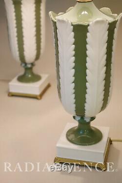 Pair Lenox China Art Deco Hollywood Regency Ceramic Table Lamps Dorothy Draper