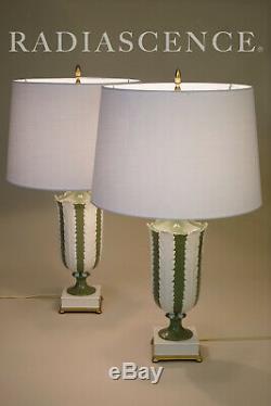 Pair Lenox China Art Deco Hollywood Regency Ceramic Table Lamps Dorothy Draper