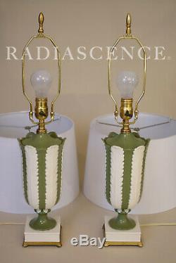 Pair Lenox China Art Deco Hollywood Regency Ceramic Table Lamps Dorothy Draper