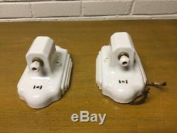 Pair Of Art Deco Porcelain Bathroom Light Fixture Sconce With Switch And Outlet