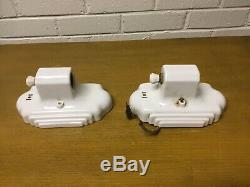 Pair Of Art Deco Porcelain Bathroom Light Fixture Sconce With Switch And Outlet